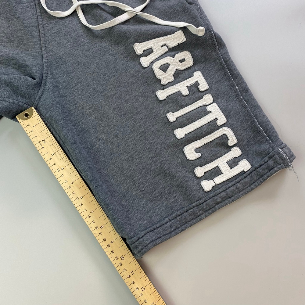 Men's Abercrombie & Fitch Sweat Shorts Large Grey Spell Out French Terry - Picture 9 of 13